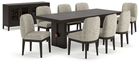 Dark Brown Burkhaus Dining Table and 8 Chairs with Storage - PKG013373
