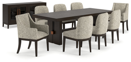 Dark Brown Burkhaus Dining Table and 8 Chairs with Storage - PKG013374