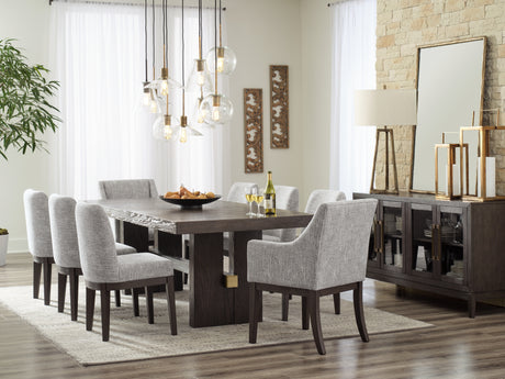 Dark Brown Burkhaus Dining Table and 8 Chairs with Storage - PKG013374