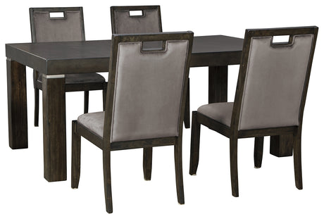 Dark Brown Hyndell Dining Table and 4 Chairs - PKG008790