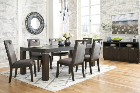 Dark Brown Hyndell Dining Table and 6 Chairs with Storage - PKG002202