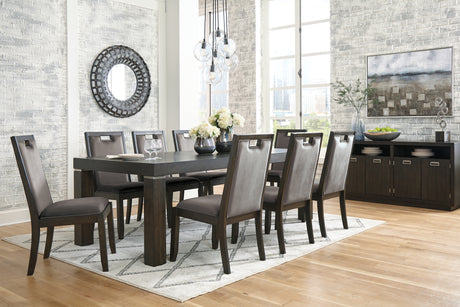 Dark Brown Hyndell Dining Table and 8 Chairs with Storage - PKG002203