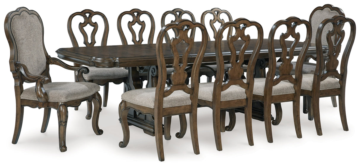 Dark Brown Maylee Dining Table and 10 Chairs - PKG017126