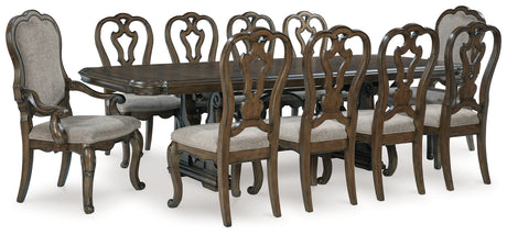 Dark Brown Maylee Dining Table and 10 Chairs - PKG017126