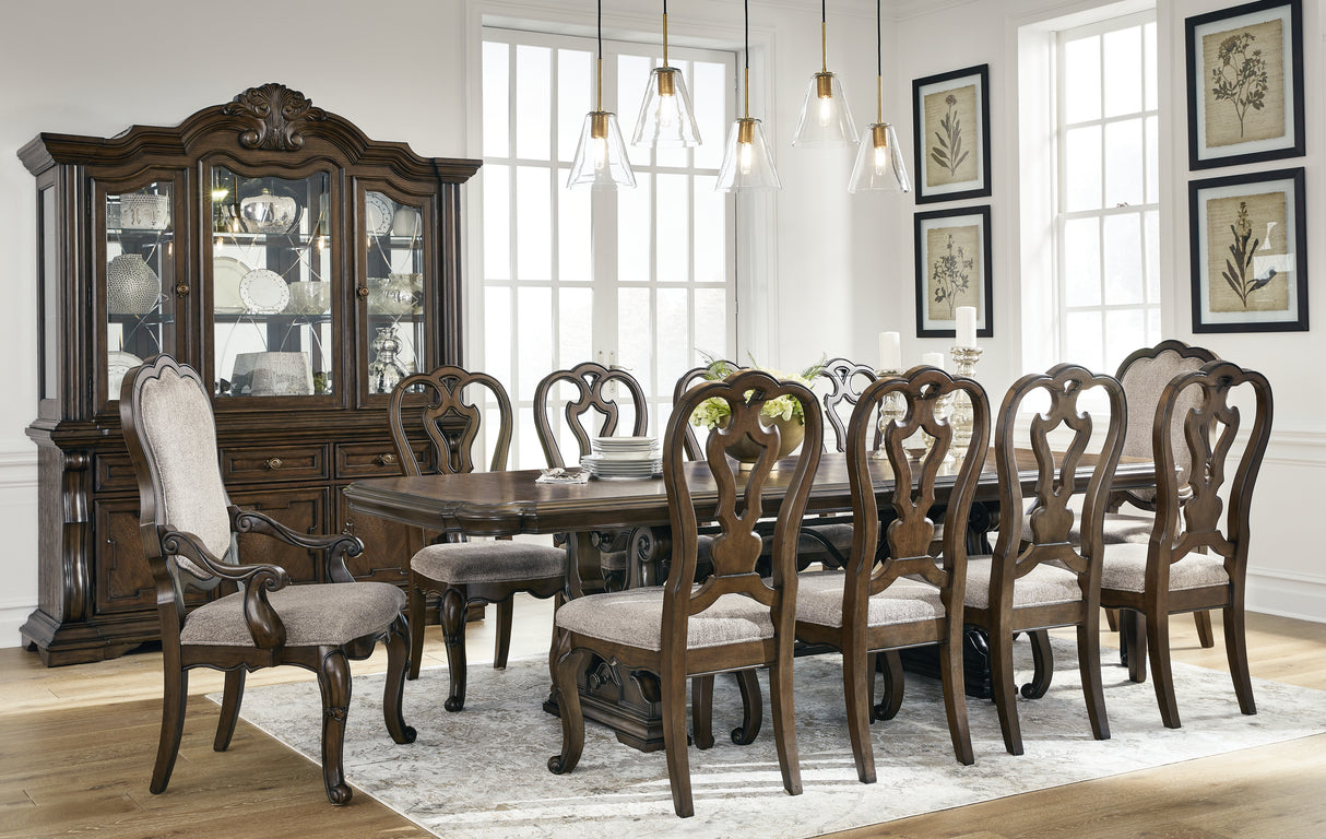 Dark Brown Maylee Dining Table and 10 Chairs - PKG017126