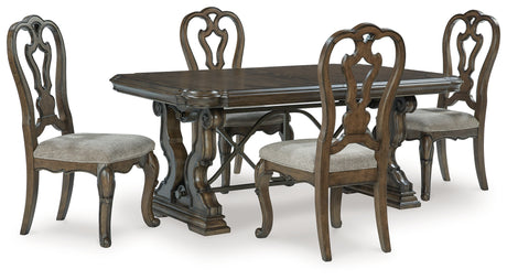 Dark Brown Maylee Dining Table and 4 Chairs - PKG017120