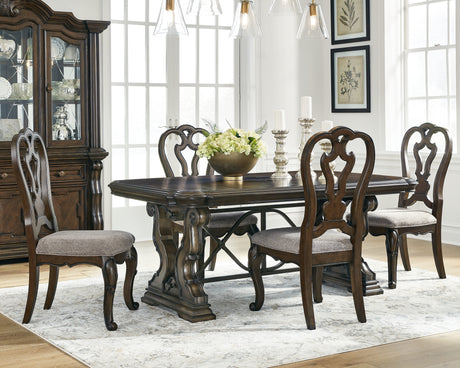 Dark Brown Maylee Dining Table and 4 Chairs - PKG017120