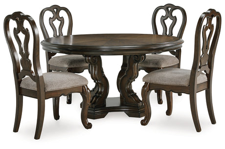 Dark Brown Maylee Dining Table and 4 Chairs - PKG019513