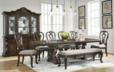 Dark Brown Maylee Dining Table and 6 Chairs and Bench - PKG017128