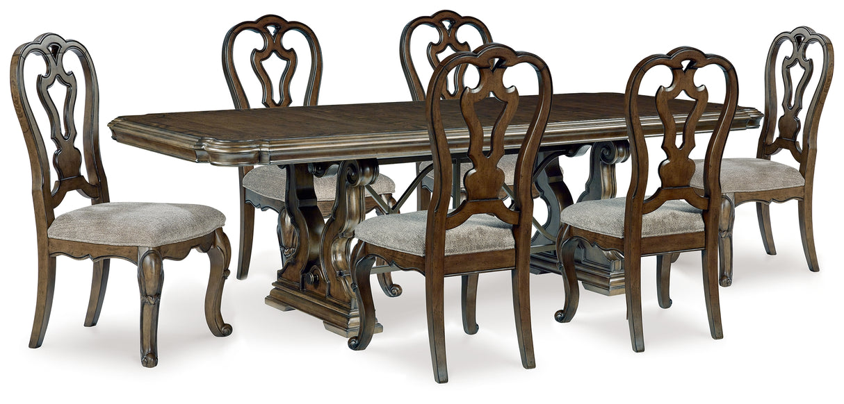 Dark Brown Maylee Dining Table and 6 Chairs - PKG017121