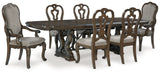 Maylee Dark Brown Dining Table and 6 Chairs from Ashley - Luna Furniture