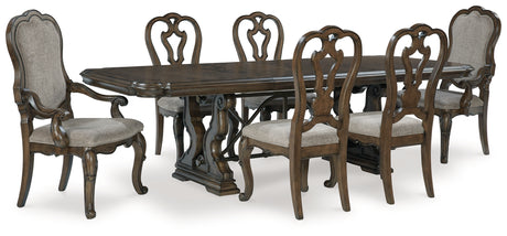 Dark Brown Maylee Dining Table and 6 Chairs - PKG017124