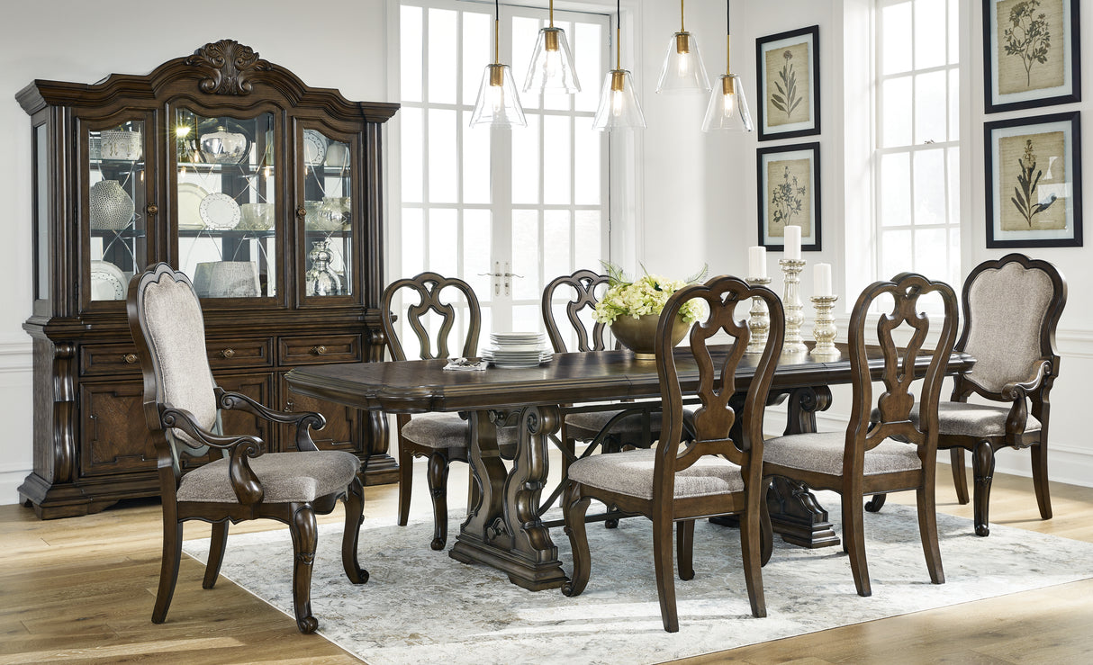 Maylee Dark Brown Dining Table and 6 Chairs from Ashley - Luna Furniture