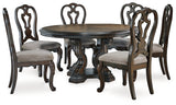 Dark Brown Maylee Dining Table and 6 Chairs with Storage - PKG019516