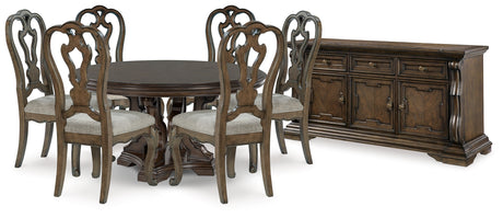 Dark Brown Maylee Dining Table and 6 Chairs with Storage - PKG019516