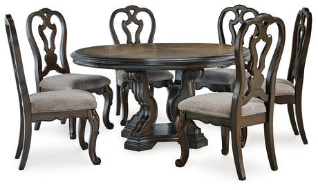 Dark Brown Maylee Dining Table and 6 Chairs with Storage - PKG019518