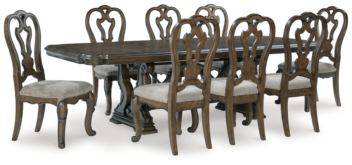 Dark Brown Maylee Dining Table and 8 Chairs - PKG017122