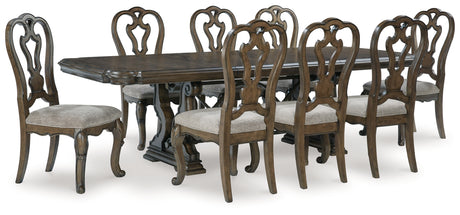 Dark Brown Maylee Dining Table and 8 Chairs - PKG017122