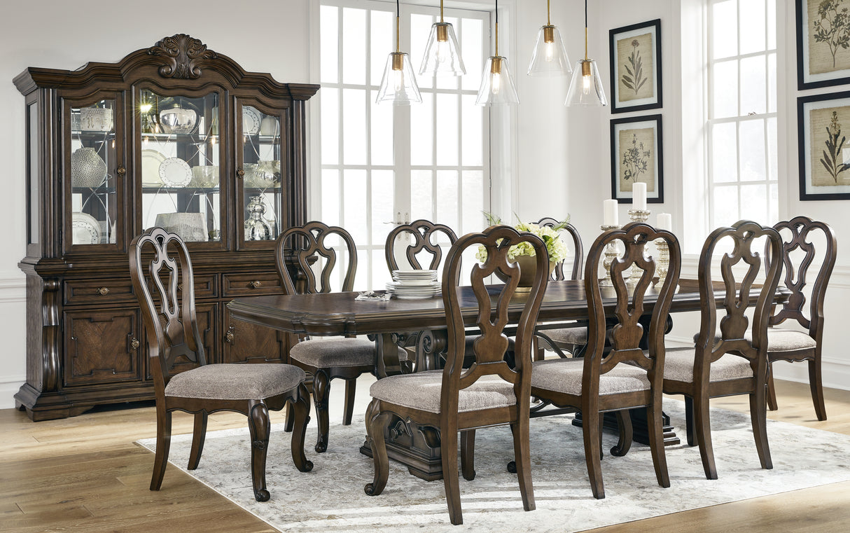 Dark Brown Maylee Dining Table and 8 Chairs - PKG017122