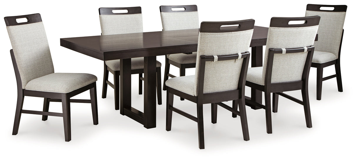 Neymorton Dark Grayish Brown Dining Table and 6 Chairs from Ashley - Luna Furniture