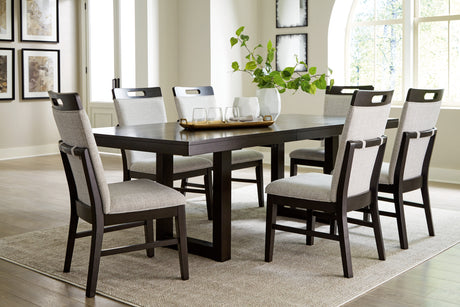 Dark Grayish Brown Neymorton Dining Table and 6 Chairs - PKG019473