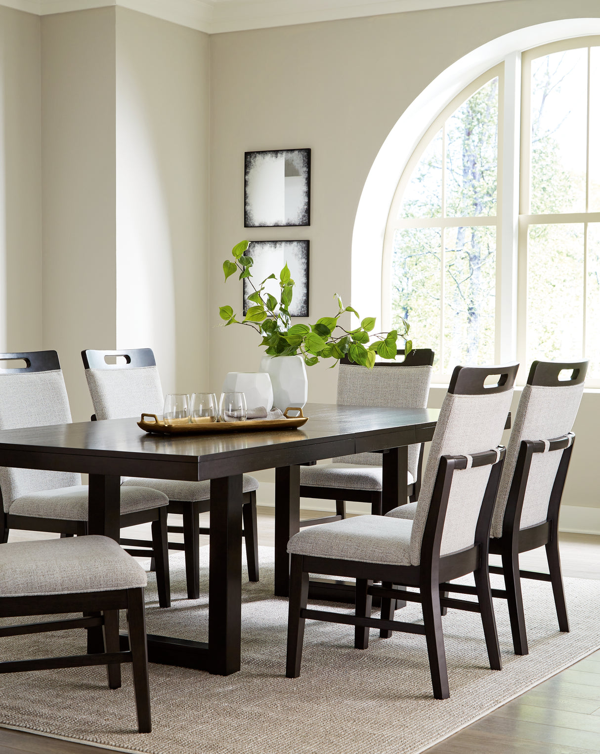 Neymorton Dark Grayish Brown Dining Table and 6 Chairs from Ashley - Luna Furniture