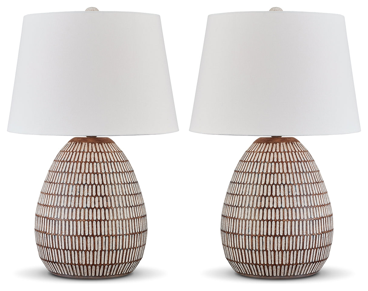 Darrich 2-Piece Table Lamp Set in Beige/White from Ashley - Luna Furniture