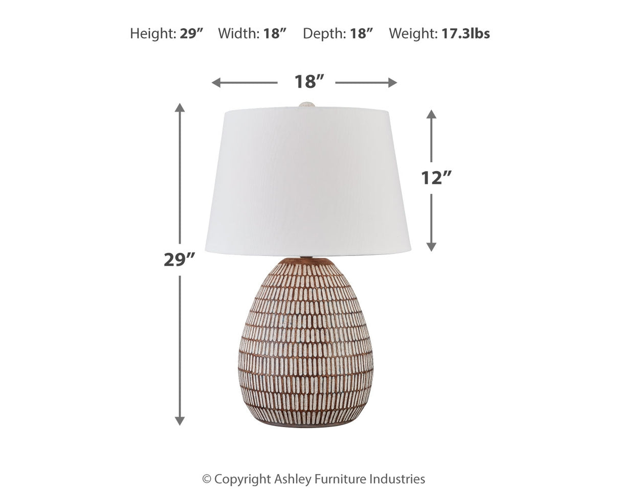 Darrich 2-Piece Table Lamp Set in Beige/White from Ashley - Luna Furniture