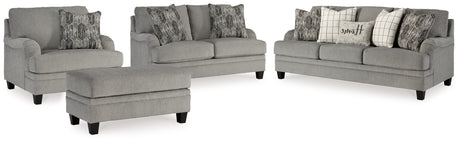 Davinca Sofa, Loveseat, Chair and Ottoman in Charcoal - PKG015038