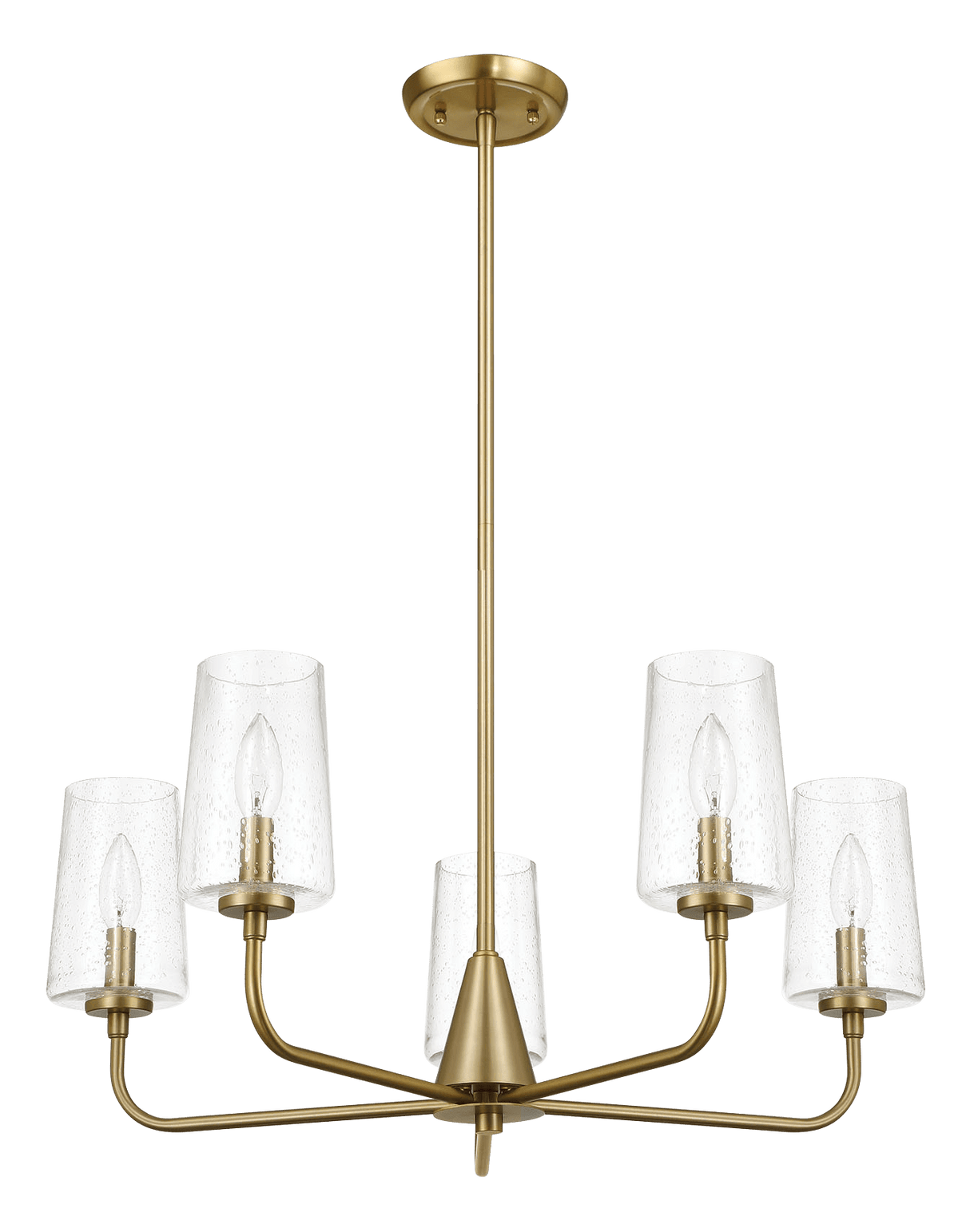 Dazzle Five Lights Chandelier With Clear Seeded Glass -Satin Brass - PNL03900301