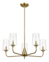 Dazzle Five Lights Chandelier With Clear Seeded Glass -Satin Brass - PNL03900301