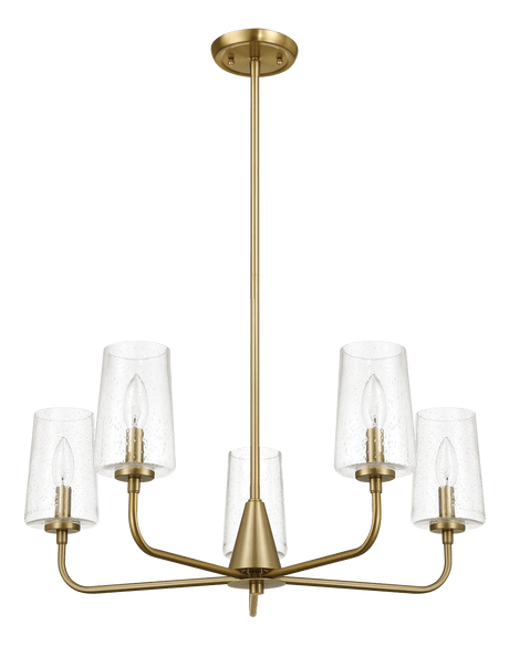 Dazzle Five Lights Chandelier With Clear Seeded Glass -Satin Brass - PNL03900301