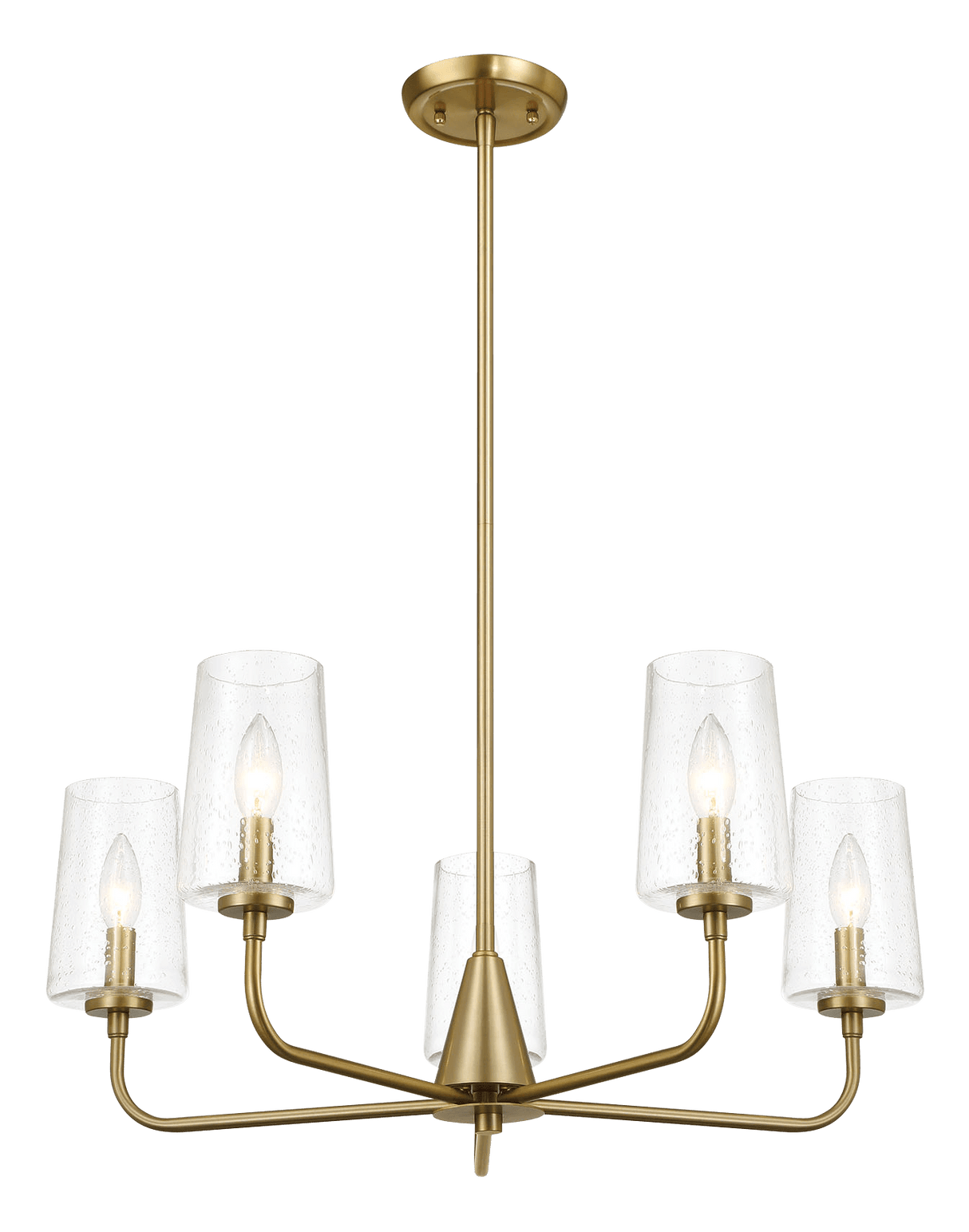 Dazzle Five Lights Chandelier With Clear Seeded Glass -Satin Brass - PNL03900301