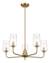 Dazzle Five Lights Chandelier With Clear Seeded Glass -Satin Brass - PNL03900301