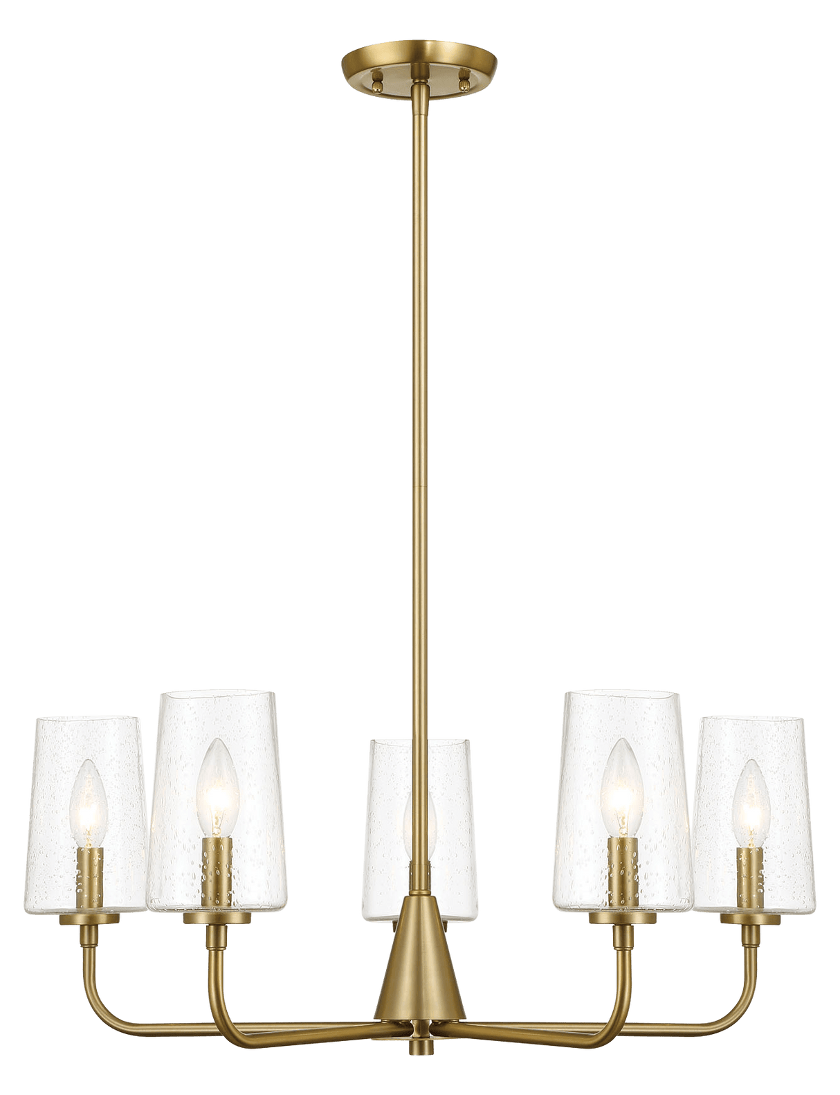 Dazzle Five Lights Chandelier With Clear Seeded Glass -Satin Brass - PNL03900301