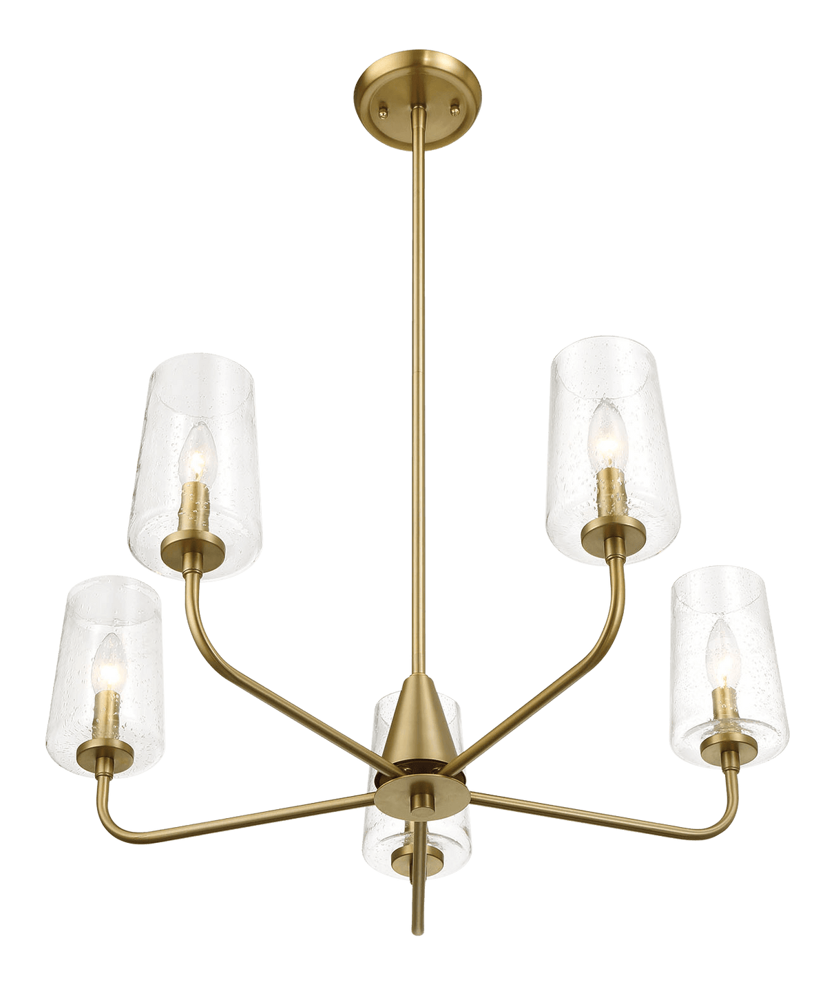 Dazzle Five Lights Chandelier With Clear Seeded Glass -Satin Brass - PNL03900301