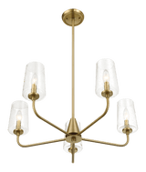 Dazzle Five Lights Chandelier With Clear Seeded Glass -Satin Brass - PNL03900301