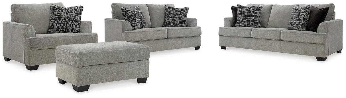 Deakin Sofa, Loveseat, Chair and Ottoman in Ash - PKG015029