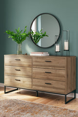 Deanlow Full Panel Headboard with Dresser and 2 Nightstands in Honey from Ashley - Luna Furniture