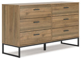 Deanlow Full Panel Headboard with Dresser and 2 Nightstands in Honey from Ashley - Luna Furniture