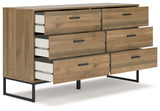 Deanlow Full Panel Headboard with Dresser and 2 Nightstands in Honey from Ashley - Luna Furniture