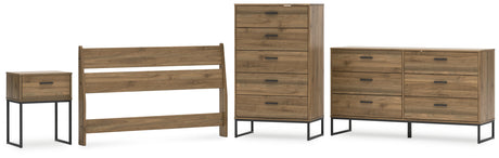 Deanlow Full Panel Headboard with Dresser, Chest and Nightstand in Honey from Ashley - Luna Furniture