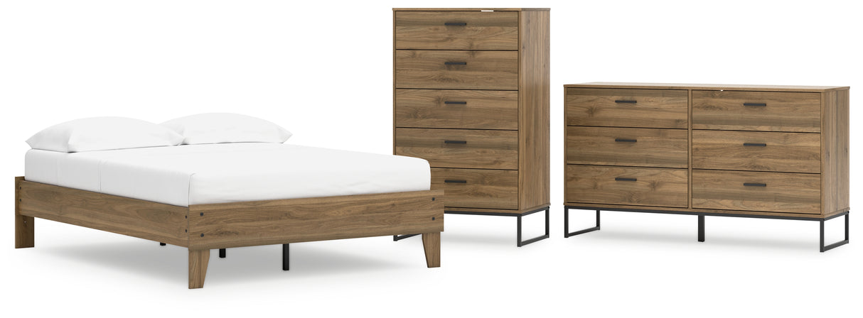 Deanlow Full Platform Bed with Dresser and Chest in Honey from Ashley - Luna Furniture