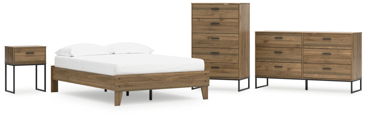 Deanlow Full Platform Bed with Dresser, Chest and Nightstand in Honey from Ashley - Luna Furniture