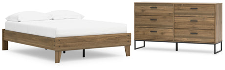 Deanlow Full Platform Bed with Dresser in Honey from Ashley - Luna Furniture