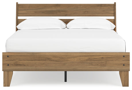 Deanlow Full Platform Panel Bed with 2 Nightstands in Honey from Ashley - Luna Furniture