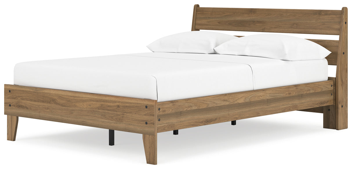 Deanlow Full Platform Panel Bed with 2 Nightstands in Honey from Ashley - Luna Furniture