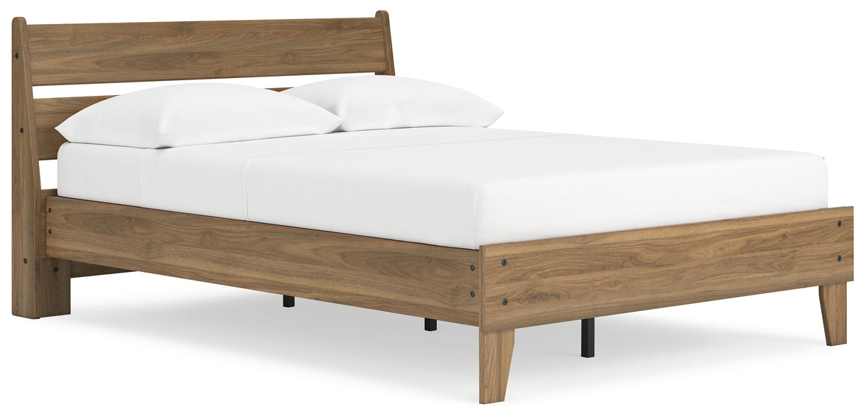 Deanlow Full Platform Panel Bed with 2 Nightstands in Honey from Ashley - Luna Furniture