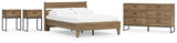 Deanlow Full Platform Panel Bed with Dresser and 2 Nightstands in Honey - PKG017206