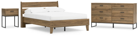 Deanlow Full Platform Panel Bed with Dresser and Nightstand in Honey - PKG017209